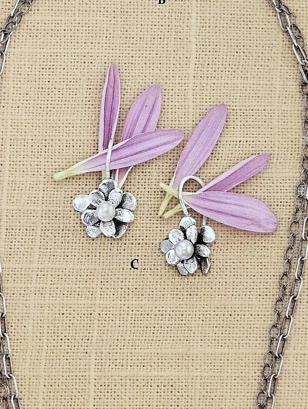 Silpada Sterling Silver Pearl 'Love Bloom' Floral Petite Earrings W1768